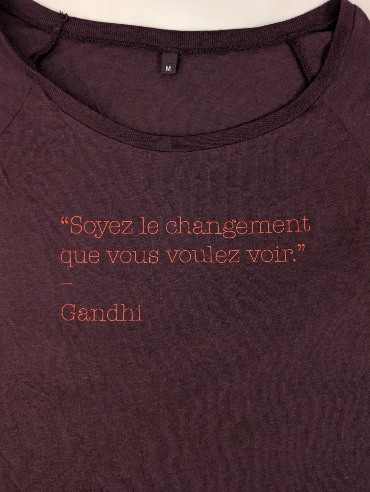 Bamboo Organic Cotton Top Medium (XS) Be The Change Gandhi Spanish Quote Soft