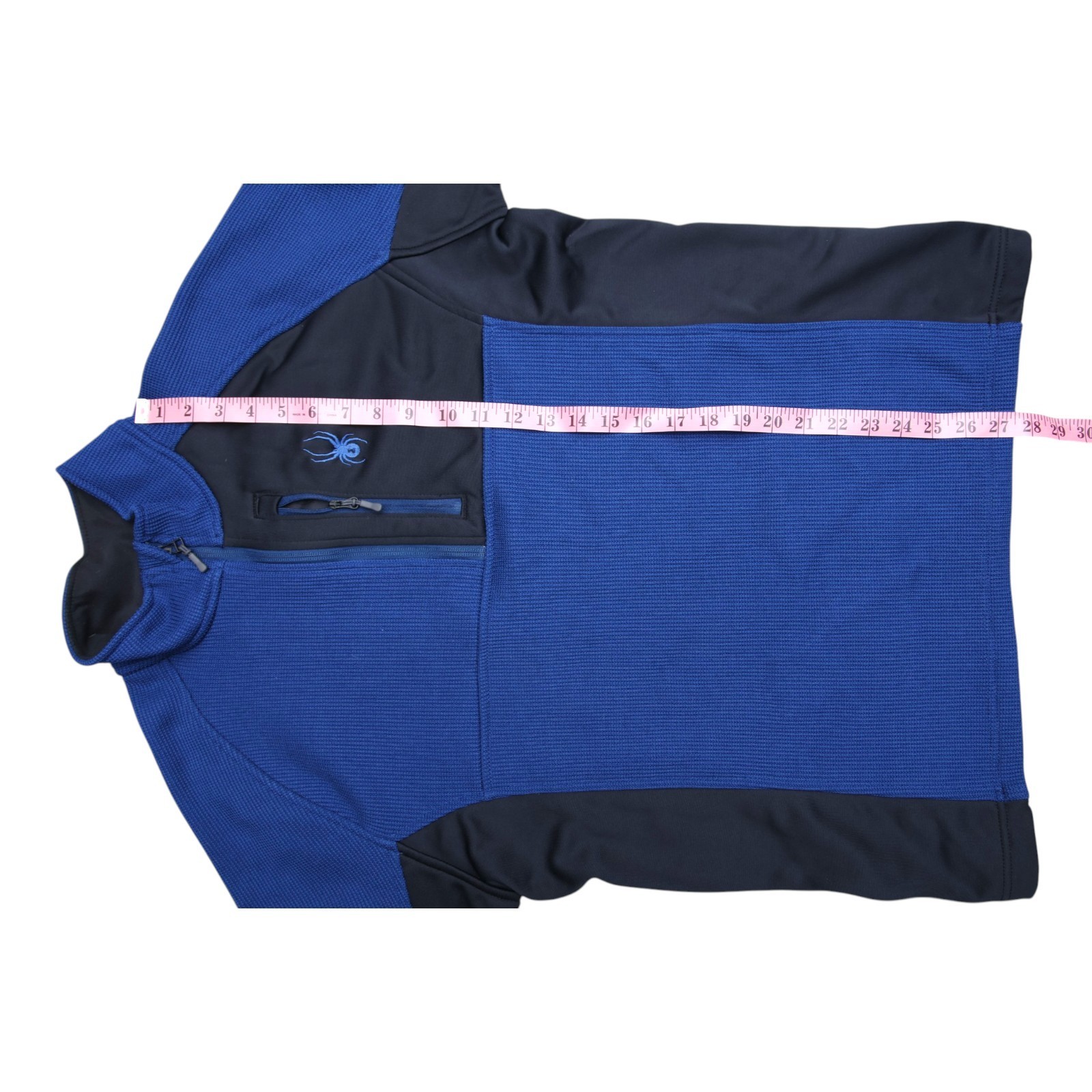 Spyder Pullover Jacket Mens Large Blue Black 1/4 Zip Fleece Ski Outdoor