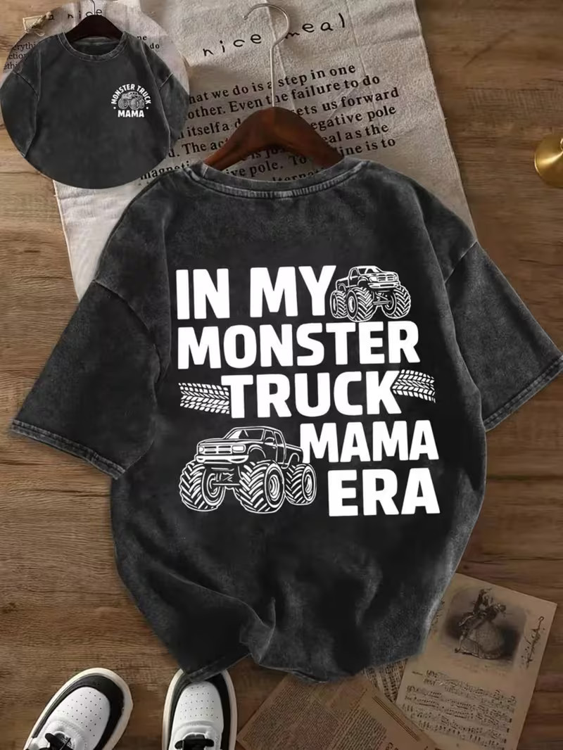 Women’s 230g Heavyweight Y2K Retro “Monster Truck Mom Era” T-Shirt – Distressed